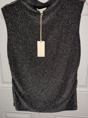 Z Supply Libra Sparkle Top Stardust Black NWT